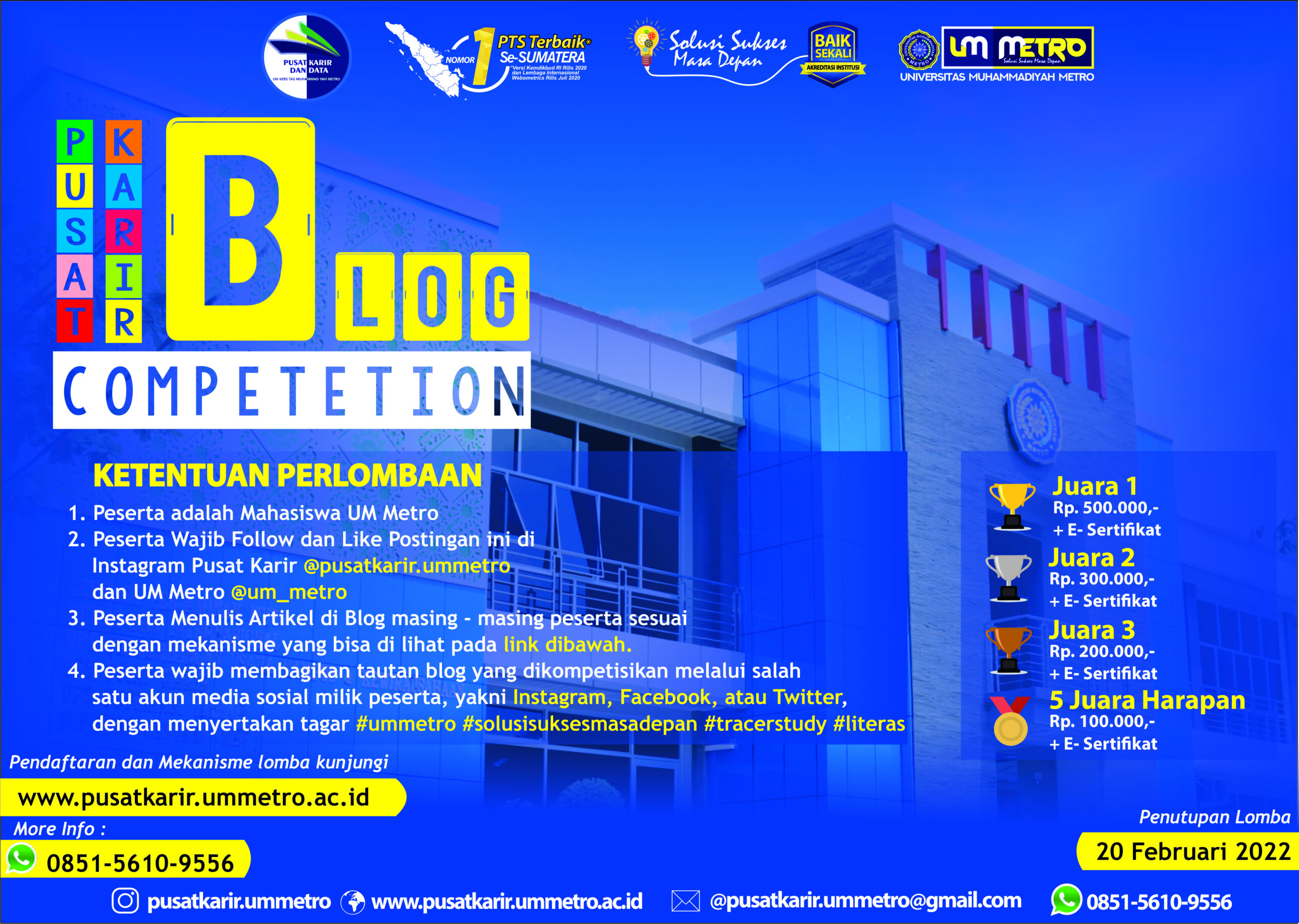 Lomba Blog Pusat Karir UM Metro Tahun 2022