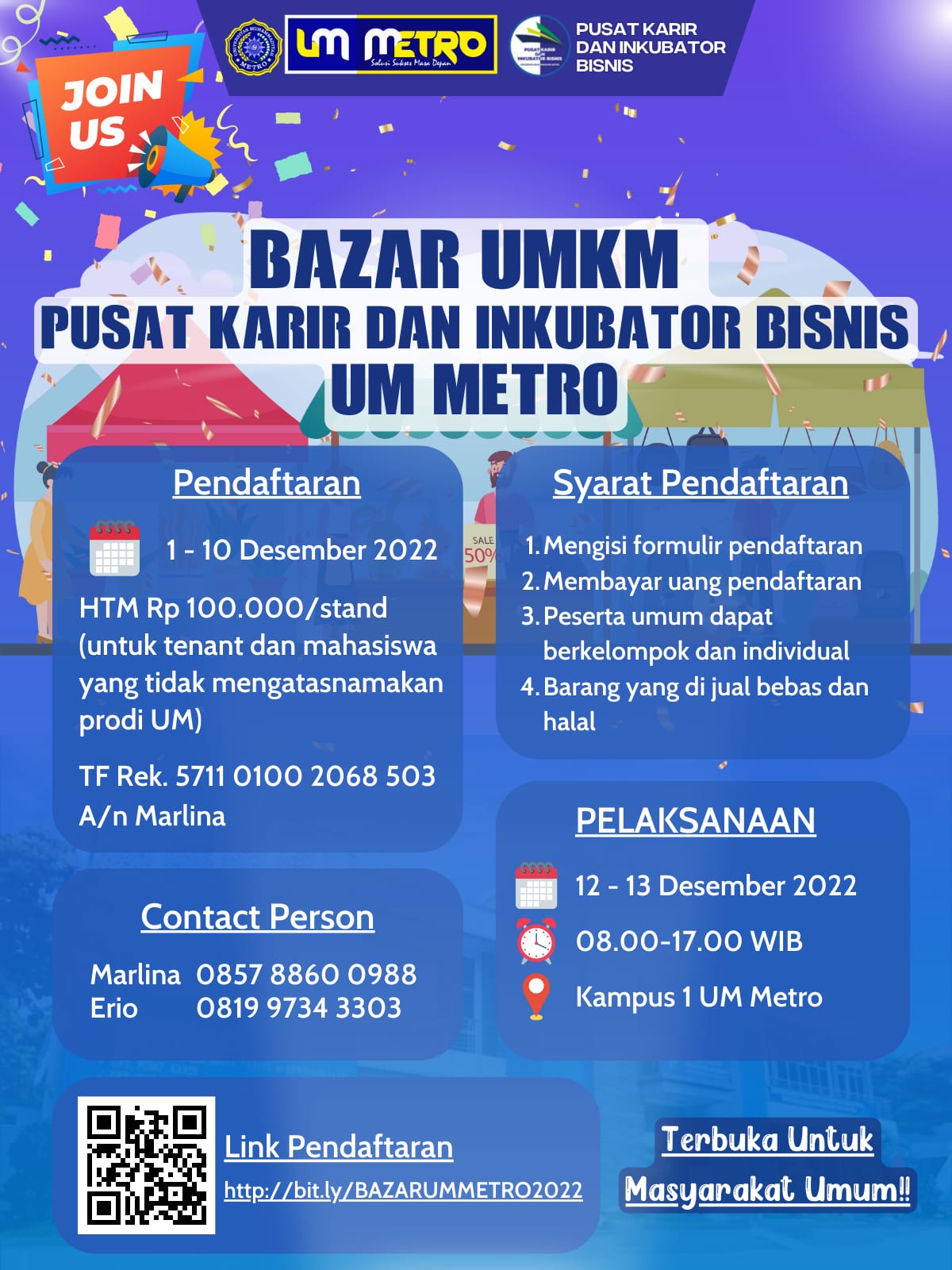 IKUTI BAZAR UMKM PUSAT KARIR & INKUBATOR BISNIS UM METRO