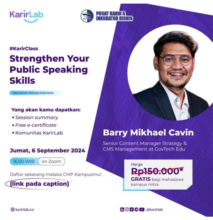 SEMINAR KARIR PUBLIC SPEAKING: Anti Nervous Nervous Club: Cara Jitu Biar Makin Pede Bicara di Depan Umum