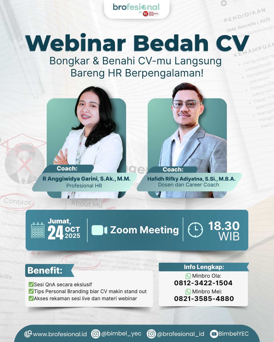 WEBINAR BEDAH CV: Bongkar & Benahi CV-Mu Langsung Bareng HR Berpengalaman