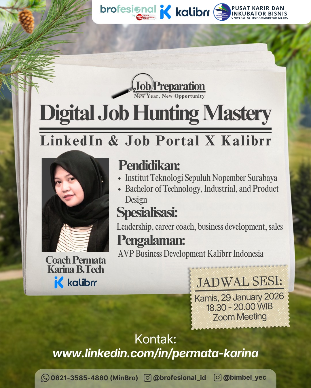 BROFEIONAL X UM METRO: DIGITAL JOB HUNTING MASTERY, LinkedIn & Job Portal X Kalibrr