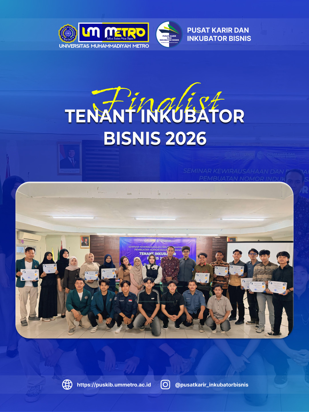 Dukung Wirausaha Mahasiswa, PUSKIB UM Metro Salurkan Dana Pendampingan bagi 10 Tenant Inkubator Bisnis 2026