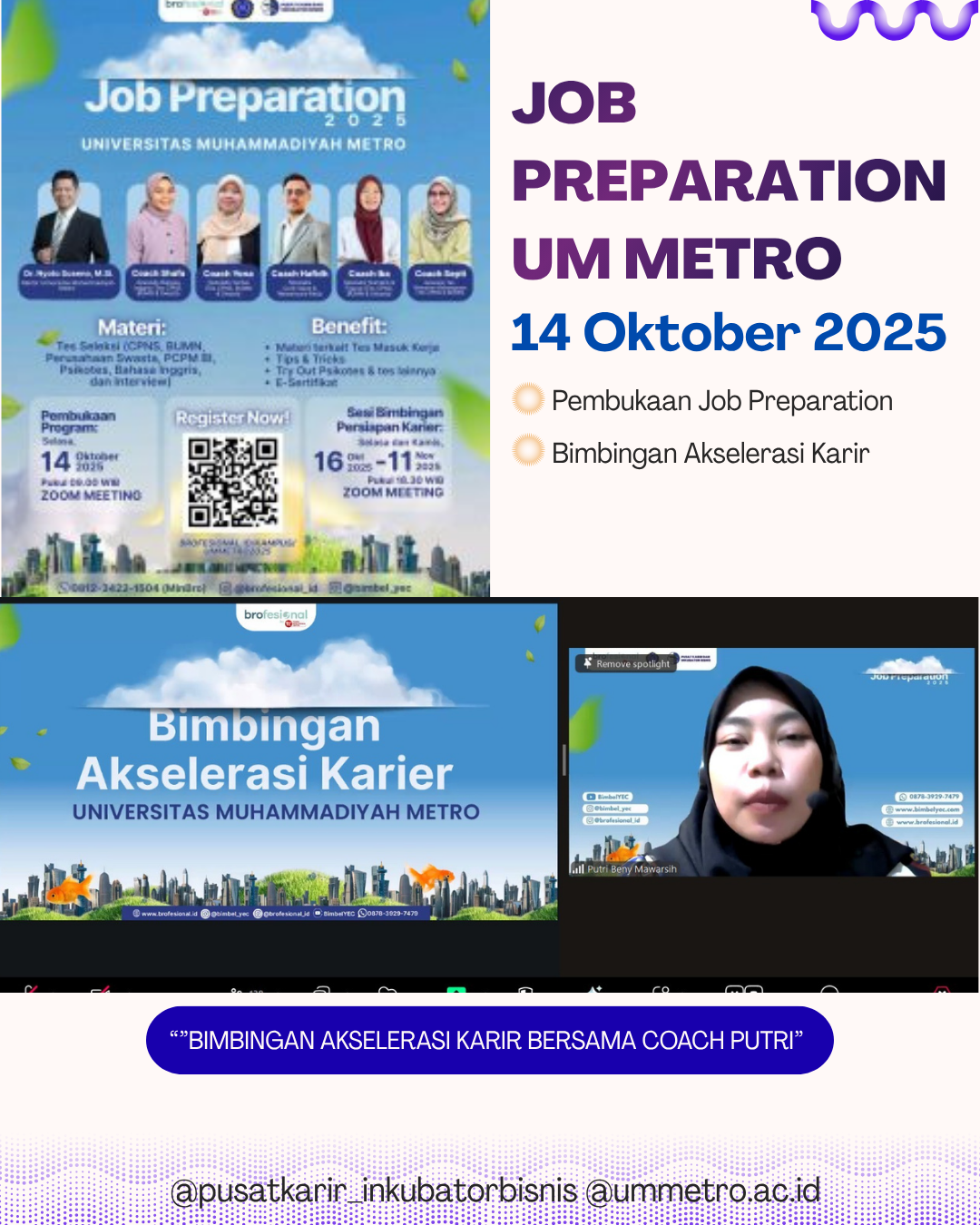 Pusat Karir dan Inkubator Bisnis UM Metro Bersama Brofesional Resmi Buka Kegiatan Job Preparation 2025