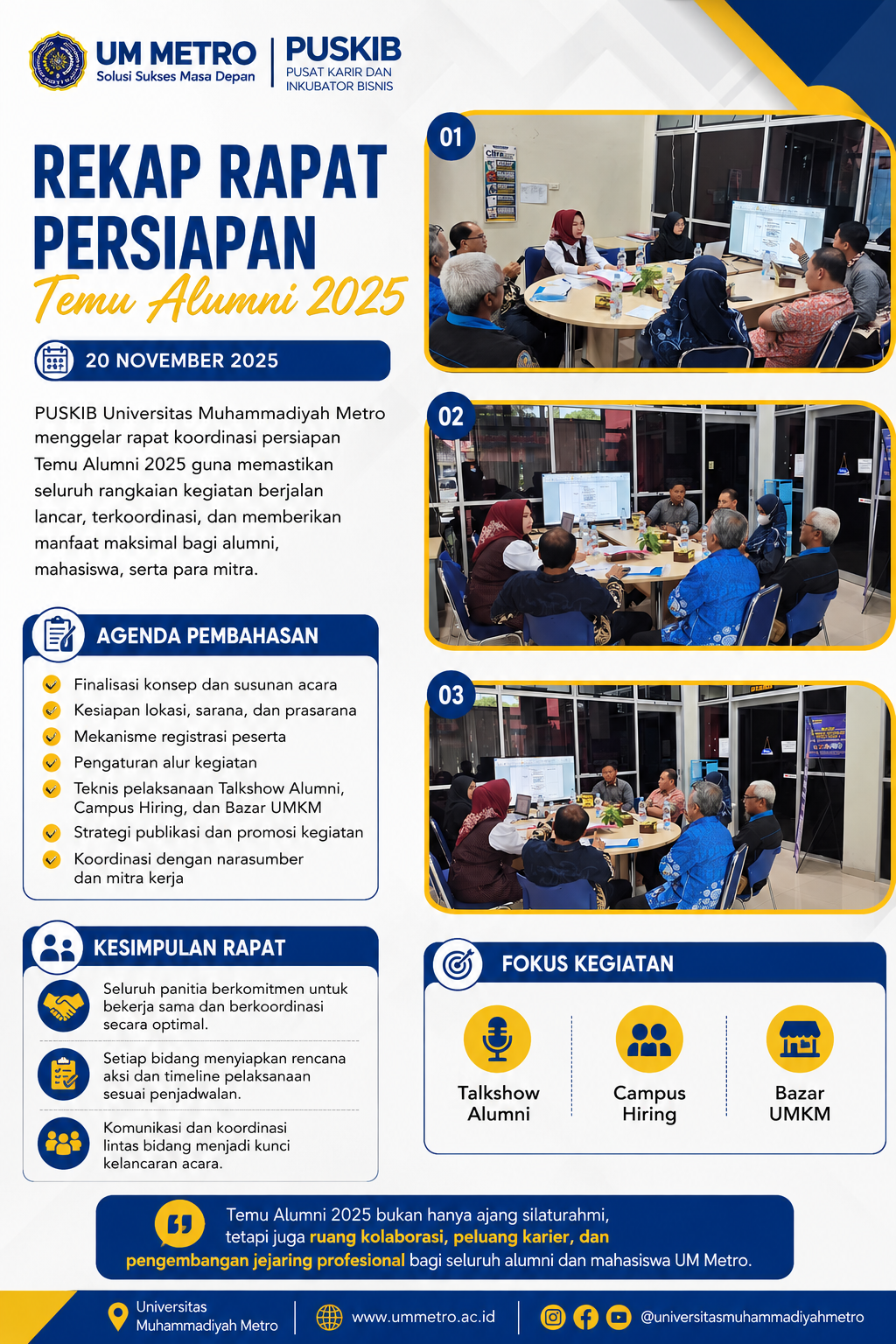 Pusat Karir dan Inkubator Bisnis UM Metro Gelar Rapat Persiapan Temu Alumni 2025