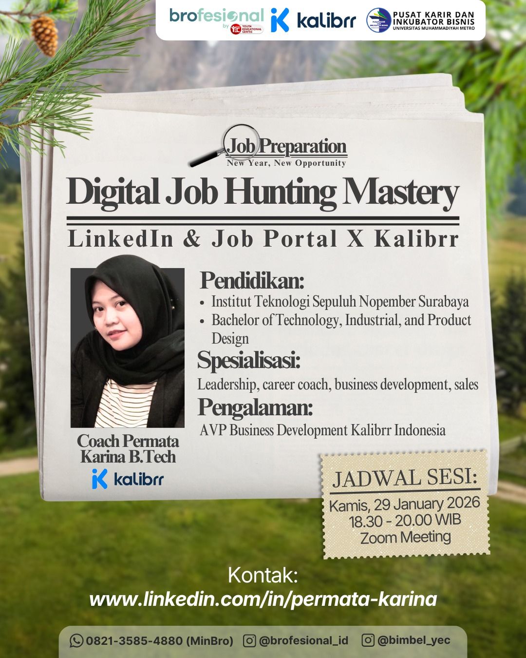 Puskib UM Metro x Brofesional Bekali Lulusan Strategi Berkarir Lewat LinkedIn dan Kalibrr