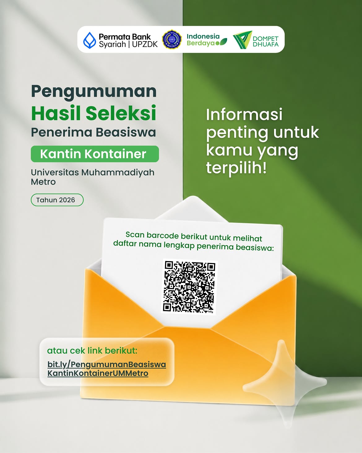 PUSKIB UM Metro Resmi Umumkan Penerima Beasiswa Kantin Kontainer 2026