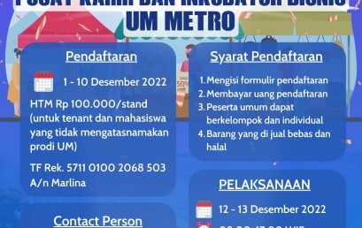 IKUTI BAZAR UMKM PUSAT KARIR & INKUBATOR BISNIS UM METRO
