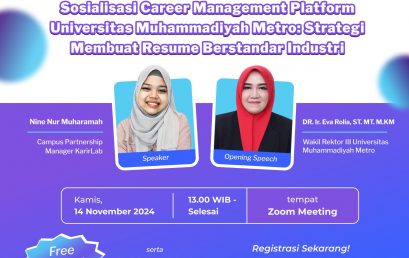 Sosialisasi Career Management Platform Universitas Muhammadiyah Metro.