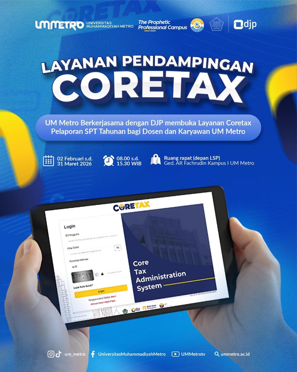 Permudah Pelaporan SPT Tahunan, Tax Center UM Metro Gelar Hari Pertama Layanan Pendampingan Coretax