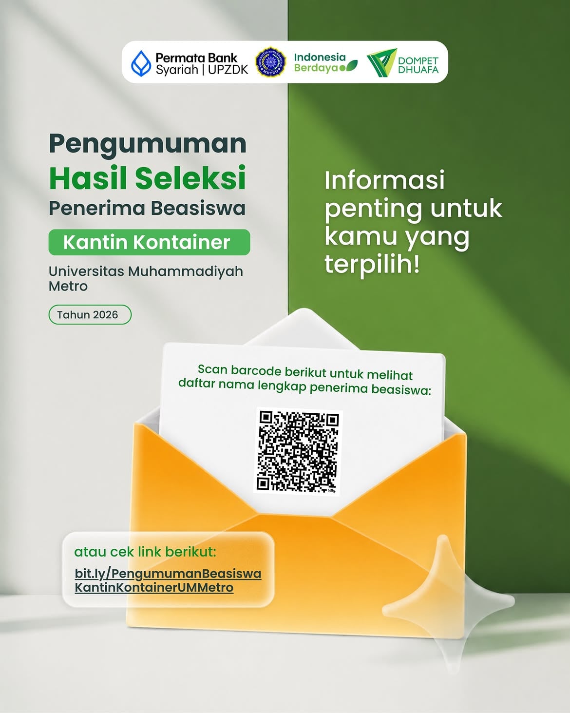 PUSKIB UM Metro Resmi Umumkan Penerima Beasiswa Kantin Kontainer 2026